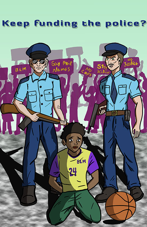 Illustration by Ademir Ccaccya: "Police Reform Discussion"