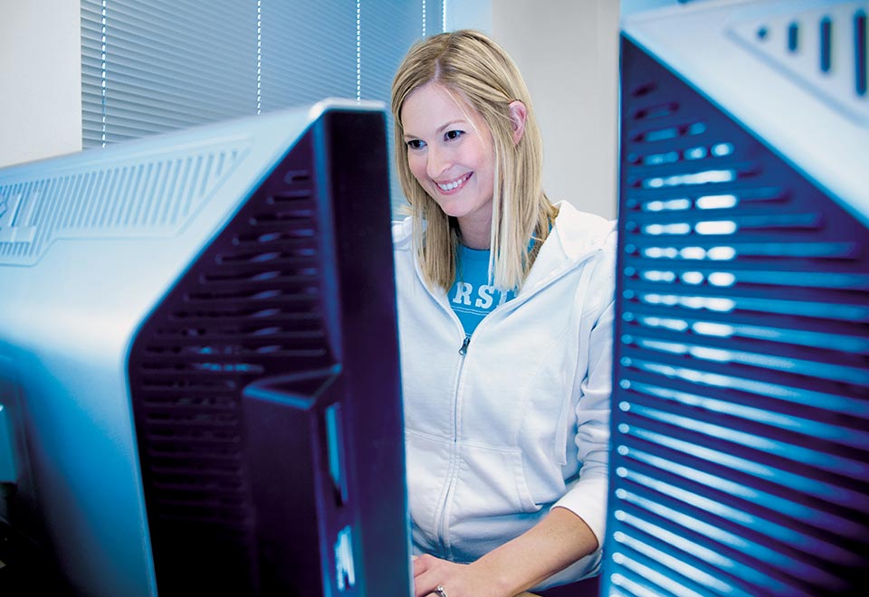 student at computer