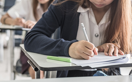 Student taking a test